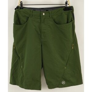 Novara Padded Ripstop Nylon Zip Cargo Cycling Shorts Men Medium Adjustable Green